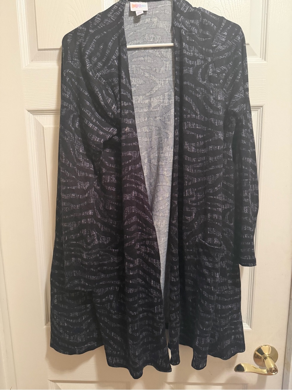 LuLaRoe Black and Gray Open Front Cardigan